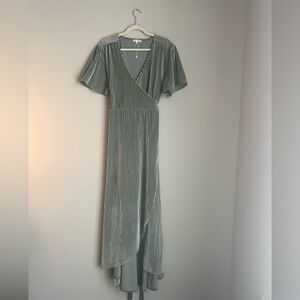 BALTIC BORN Sage Ribbed Velvet Velour Wrap Dress